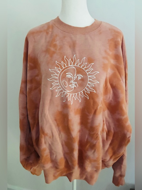 PacSun Tops - PacSun Tie-Dye Sun Graphic Crewneck Sweatshirt - Orange peach oversized S/M